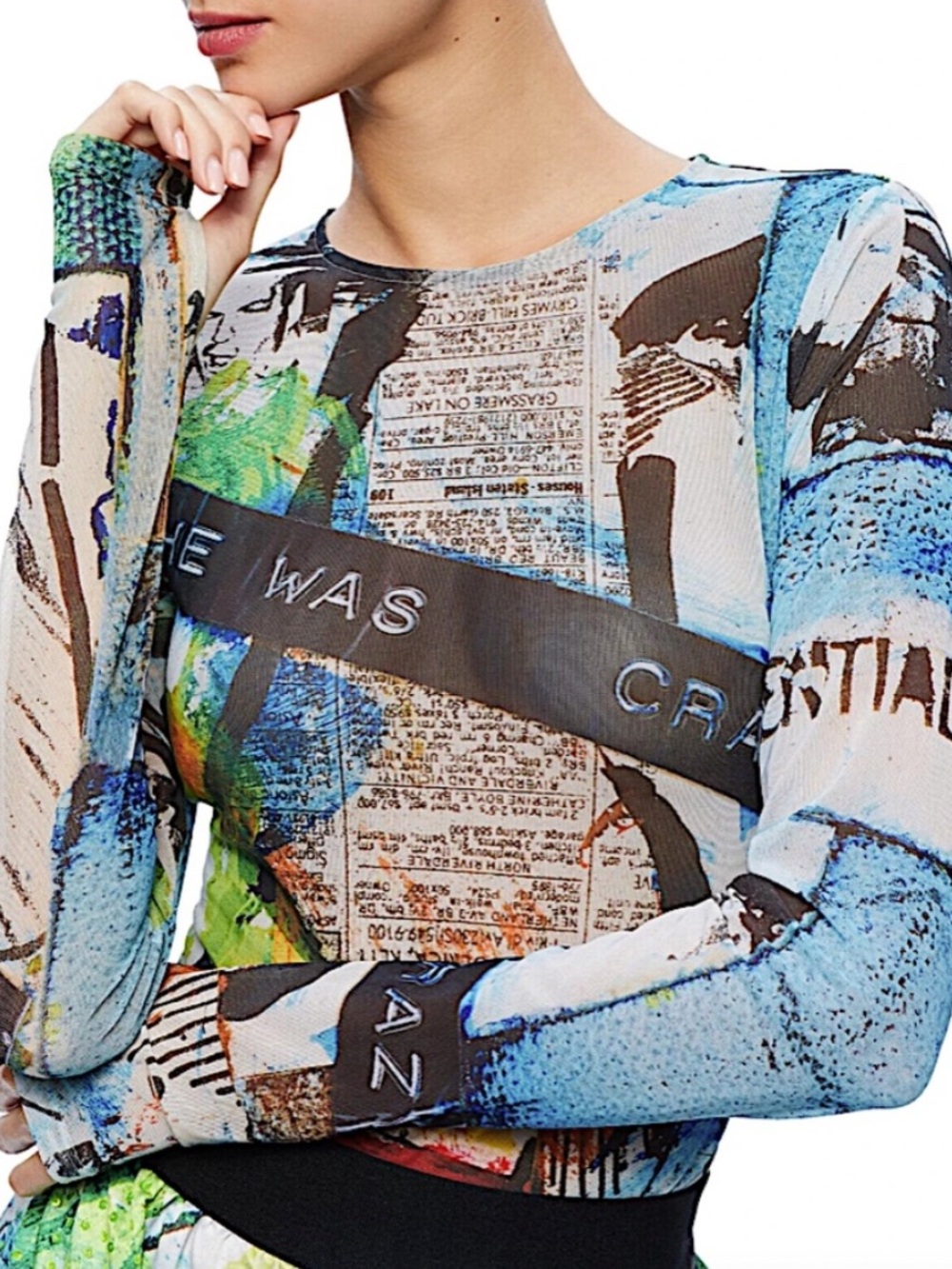 🆕🔥 Alice + Olivia X Basquiat Delaina Crewneck mesh size XS